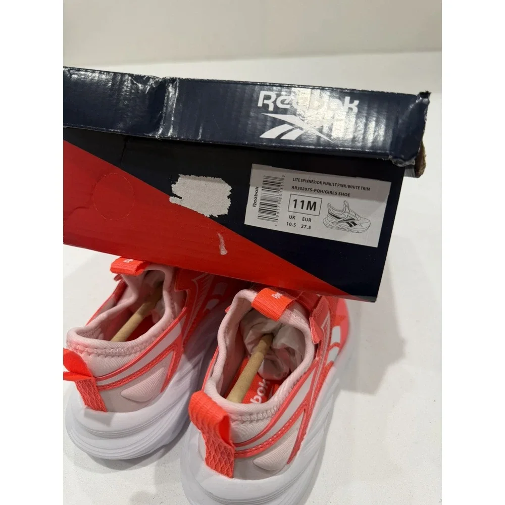 Reebok Lite Spinner Unisex Kids Sz 11 kids Slip-On Mesh Sneakers Pink/White scho